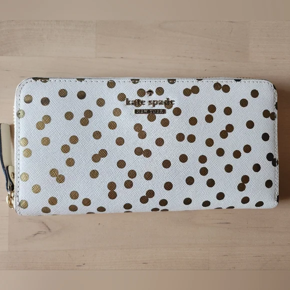 Kate Spade Cream and Gold Polka Dot Wallet - Picture 2 of 6